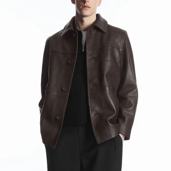 COS | Jackets & Coats | Cos Collared Grainedleather Jacket Nwot 